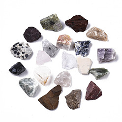 Pierre Mélangete Perles de gemme mélangées naturelles, pierre brute brute, pas de trous / non percés, nuggets, 10~18x9~12x3~10mm, boîte: 13x12x1.2cm, environ 20 pcs / boîte