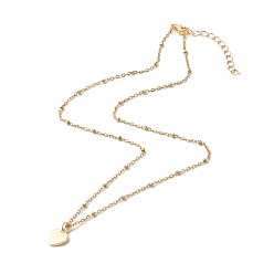 Doré  Colliers pendentif coeur perles, avec 304 chaîne satellite en acier inoxydable, or, 17.72 pouce (45 cm)