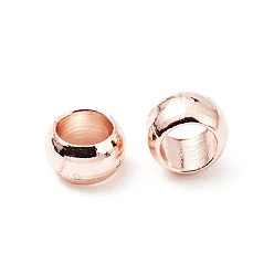 Or Rose Perles en laiton, sans cadmium et sans plomb, plaqué longue durée, rondelle, or rose, 3x2mm, Trou: 1.8mm