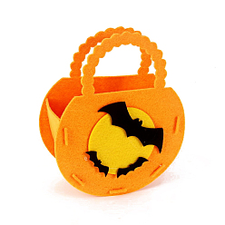 Orange Foncé Sacs de bonbons d'halloween en feutre avec poignées, sac cadeau de friandises d'halloween cotillons pour les enfants, modèle de bat, orange foncé, 18x14.3x6 cm