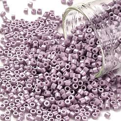 Lilas Perles de rocaille cylindriques, lustre de couleurs opaques, taille uniforme, lilas, 2x1.5mm, Trou: 0.8mm, environ 40000 pcs / sachet , environ 450 g /sachet 
