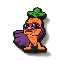 Carrot Perles focales en silicone écologiques de qualité alimentaire superman aux fruits, perles à mâcher pour les jouets de dentition, Diy soins infirmiers colliers faisant, carotte, 30x22x8mm, Trou: 2.5mm
