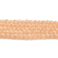 Wheat Glass Imitation Jade Beads Strands, Faceted Round, Wheat, 2x2mm, Hole: 0.6mm, about 184pcs/strand, 14.49''(36.8cm)