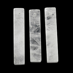 Cristal de Quartz Pendeloques de cristal de quartz naturel, pendentifs en cristal de roche, charme rectangle, 38~41x7.5~8x7.5~8mm, Trou: 1.5mm