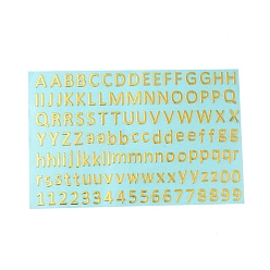 Letter Brass Self-Adhesive Picture Stickers, Metal Decals for Phone Case Decor, Number, Letter Pattern, 50x75x0.1mm, Sticker: 3~5.5x0.8~5mm