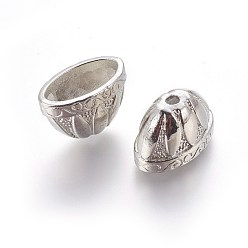 Platinum Tibetan Style Alloy Bead Cones, For Tassels Pendant, Cadmium Free & Lead Free, Platinum, 13x20x12mm, Hole: 2mm