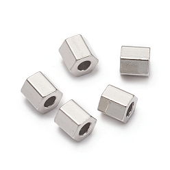Stainless Steel Color 304 Stainless Steel Spacer Beads, Hexagon, Stainless Steel Color, 3.2x3.2x3mm, Hole: 1.4mm