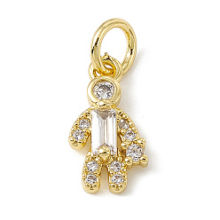 Real 18K Gold Plated Brass Micro Pave Cubic Zirconia Charms, with Jump Rings, Boy Charms, Real 18K Gold Plated, 12.5x6.5x2.5mm, Hole: 3.4mm