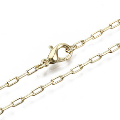 Light Gold Chaînes de trombone en laiton, fabrication de collier de chaîne de câble allongé dessiné, avec fermoir pince de homard, or et de lumière, 24.01 pouce (61 cm) de long, lien: 5x2x0.7 mm, anneau de saut: 4x1 mm