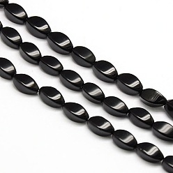 Obsidiana Cuentas de obsidiana de torsión natural de hebras, 12x6x6 mm, agujero: 1 mm, sobre 33 unidades / cadena, 15.74 pulgada