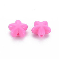 Hot Pink Opaque Acrylic Beads, Star, Hot Pink, 10x10.5x6mm, Hole: 1.6mm, about 1690pcs/500g