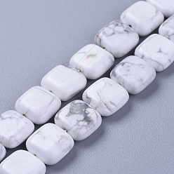 Howlite Natural Howlite Beads Strands, Square, 10~11x10~11x4~5mm, Hole: 0.8~1mm, about 37pcs/Strand, 15.35 inch(39cm)
