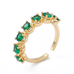Verde Lima Anillo abierto con circonitas cúbicas, joyas de latón dorado para mujer, verde lima, tamaño de EE. UU. 6 1/4 (16.7 mm)