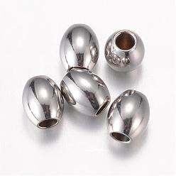 Stainless Steel Color 304 Stainless Steel Beads, Barrel, Stainless Steel Color, 6x5mm, Hole: 2mm