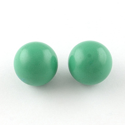 Light Sea Green No Hole Spray Painted Brass Round Bell Beads, Fit for Cage Ball Pendants, Light Sea Green, 16mm