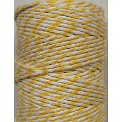 Vara de Oro Cordón de algodón macramé, cuerda de algodón retorcida, teñido, para manualidades, envoltorio de regalo, vara de oro, 2 mm, aproximadamente 10.93 yardas (10 m) / rollo
