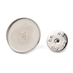 Stainless Steel Color 304 Stainless Steel Brooch Findings, Brooch Base Settings, Flat Round, Stainless Steel Color, 20x2mm, Tray: 18mm