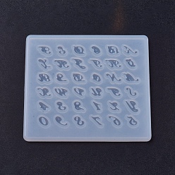 Blanc Moules à pendentif en silicone, moules de résine, pour la résine UV, fabrication de bijoux en résine époxy, nombre et alphabet, blanc, 80x90x4mm