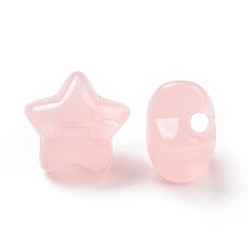 Pink Perles acryliques acryliques imitation gelée, étoiles, rose, 17x17.5x11.5mm, Trou: 3mm, environ290 pcs / 500 g