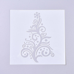 Clear Christmas Theme Plastic Reusable Drawing Painting Stencils Templates, for Painting on Fabric Canvas Tiles Floor Furniture Wood, Christmas Tree, Clear, 130x130x0.2mm