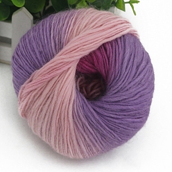 Лиловый Шерстяная нить градиентного цвета, секционная окрашенная исландская шерстяная нить, мягкий и теплый, для шали-шарфа ручной вязки, сирень, 2 мм