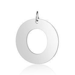 Letter O 201 Stainless Steel Pendants, Letter, Stainless Steel Color, Letter.O, 30x30mm, Hole: 4.5mm