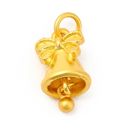 Mate Dorado Color Colgantes de aleación de chapado en rack con anillo de salto, encantos de campana, color dorado mate, 19x9.5x9 mm, anillo de salto: 6x1 mm, 4 mm de diámetro interior