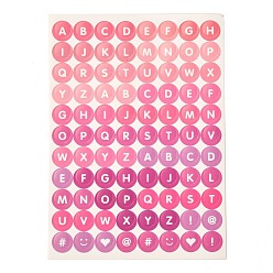 Deep Pink Scrapbooking Round with Capital Letter Self Adhesive Stickers, for Diary, Album, Notebook, DIY Arts and Crafts, Deep Pink, 14x10x0.01cm, Tags: 10mm, 88pcs/sheet