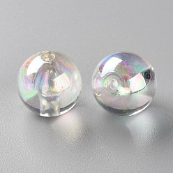 Clair Perles acryliques transparentes, de couleur plaquée ab , ronde, clair, 20x19mm, Trou: 3mm, environ111 pcs / 500 g