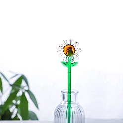 Сэнди Коричневый Стеклянное цветочное украшение своими руками, Стеклянная ваза с орнаментом, песчаный коричневый, 185x50 мм