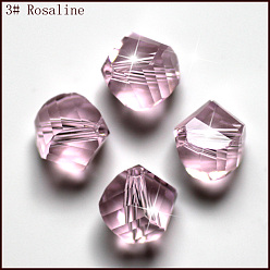 Pink Imitación perlas de cristal austriaco, aaa grado, facetados, polígono, rosa, 10 mm, agujero: 0.9~1 mm