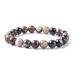 Tourmaline Bracelets tourmaline extensibles, avec cordon élastique, colorées, ronde, tourmaline, perles: 8 mm, 52 mm de diamètre interne