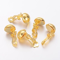 Golden Brass Earring Findings, for Non-Pierced Ears, Golden, 19x12x11mm, Hole: 3mm