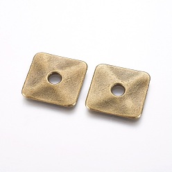 Antique Bronze Tibetan Style Alloy Beads, Lead Free & Cadmium Free, Square, Antique Bronze, 23x23x3mm, Hole: 5mm