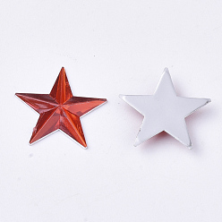 Red Plastic Cabochons, Star, Red, 13x14x1.5mm, about 2000pcs/bag