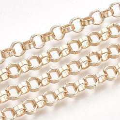 Light Gold Iron Rolo Chains, Belcher Chain, with Spool, Unwelded, Light Gold, 5x2mm, about 82.02 Feet(25m)/roll