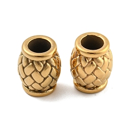 Golden Ion Plating(IP) 304 Stainless Steel European Beads, Large Hole Beads, Barrel, Golden, 14x11mm, Hole: 5.8mm