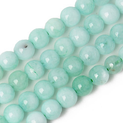 Pale Turquoise Natural Quartz Beads Strands, Dyed & Heated, Imitation Amazonite Color, Round, Pale Turquoise, 4~4.5mm, Hole: 0.9mm, about 90~92pcs/Strand, 15.16 inch(38.5cm)