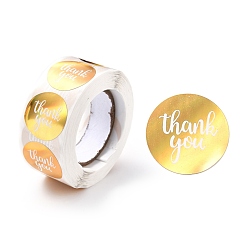 Saddle Brown Thank you Stickers Roll, Self-Adhesive Paper Gift Tag Stickers, for Party, Decorative Presents, Flat Round , Saddle Brown, 25x0.1mm, about 500pcs/roll