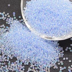 Alice Blue 12/0 Round Glass Seed Beads, Grade A, Transparent Colours Rainbow, Alice Blue, 1.8~2.0mm, Hole: 0.8mm, about 28000pcs/pound
