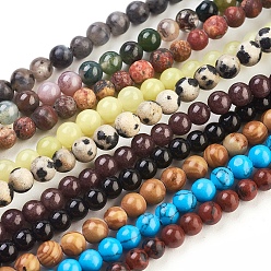 Mixed Color Round Gemstone Beads Mix, Assorted Colors, about 4mm in diameter, hole: 0.8mm, about 95pcs/strand, 16 inch