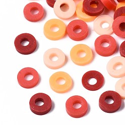 Color mezclado Abalorios de la arcilla de polímero hechos a mano, perlas heishi, disco / plano y redondo, color mezclado, 4x0.5~1.5 mm, agujero: 1.5 mm, Sobre 66600 unidades / 1000 g