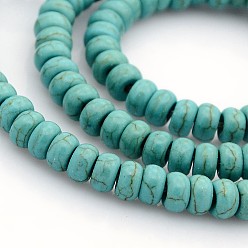 Turquoise Synthetic Turquoise Beads Strands, Rondelle, Turquoise, 6x4mm, Hole: 1mm