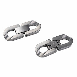Stainless Steel Color 304 Stainless Steel Fold Over Clasps, Oval, Stainless Steel Color, 28x11x3.5mm, Hole: 5x6mm
