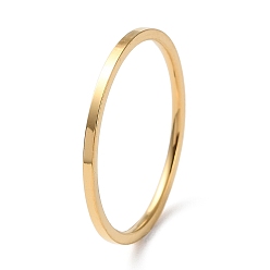 Chapado en Oro Real 18K Revestimiento de iones (ip) 304 anillo de dedo de banda simple de acero inoxidable para mujeres y hombres, real 18 k chapado en oro, tamaño de 7, diámetro interior: 17.4 mm, 1 mm