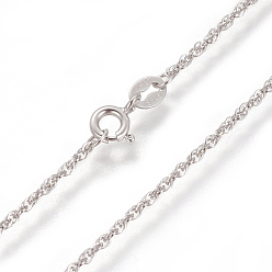 Платина Родиевое покрытие 925 ожерелья-цепочки из стерлингового серебра, с застежками пружинного кольца, платина, 17.7 дюйм (45 см)