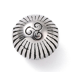 Plata Antigua 304 perlas de pulido manual de acero inoxidable, redondo con motivo triskelion, plata antigua, 9.5 mm, agujero: 1.6 mm