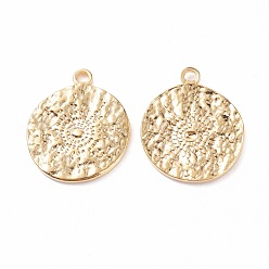 Golden 304 Stainless Steel Pendants Rhinestone Settings,  Flat Round with Sun, Golden, 18x15x1.5mm, Hole: 1.5mm