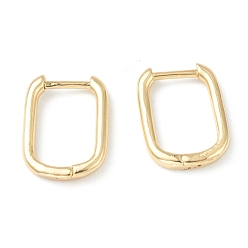 Real 18K Gold Plated Brass Huggie Hoop Earrings, Long-Lasting Plated, Rectangle, Real 18k Gold Plated, 15.5x11.5x2mm, Pin: 1mm