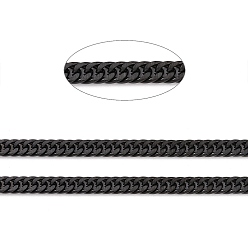 Electrophoresis Black 304 Stainless Steel Cuban Link Chains, Curb Chains, with Spoo, Electrophoresis Black, 5x4x0.8mm, about 32.8 Feet(10m)/roll